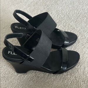 Women's Black Wedge Sandals